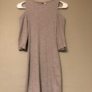 Cold Shoulder Gray Bodycon Dress - Sexy/Everyday